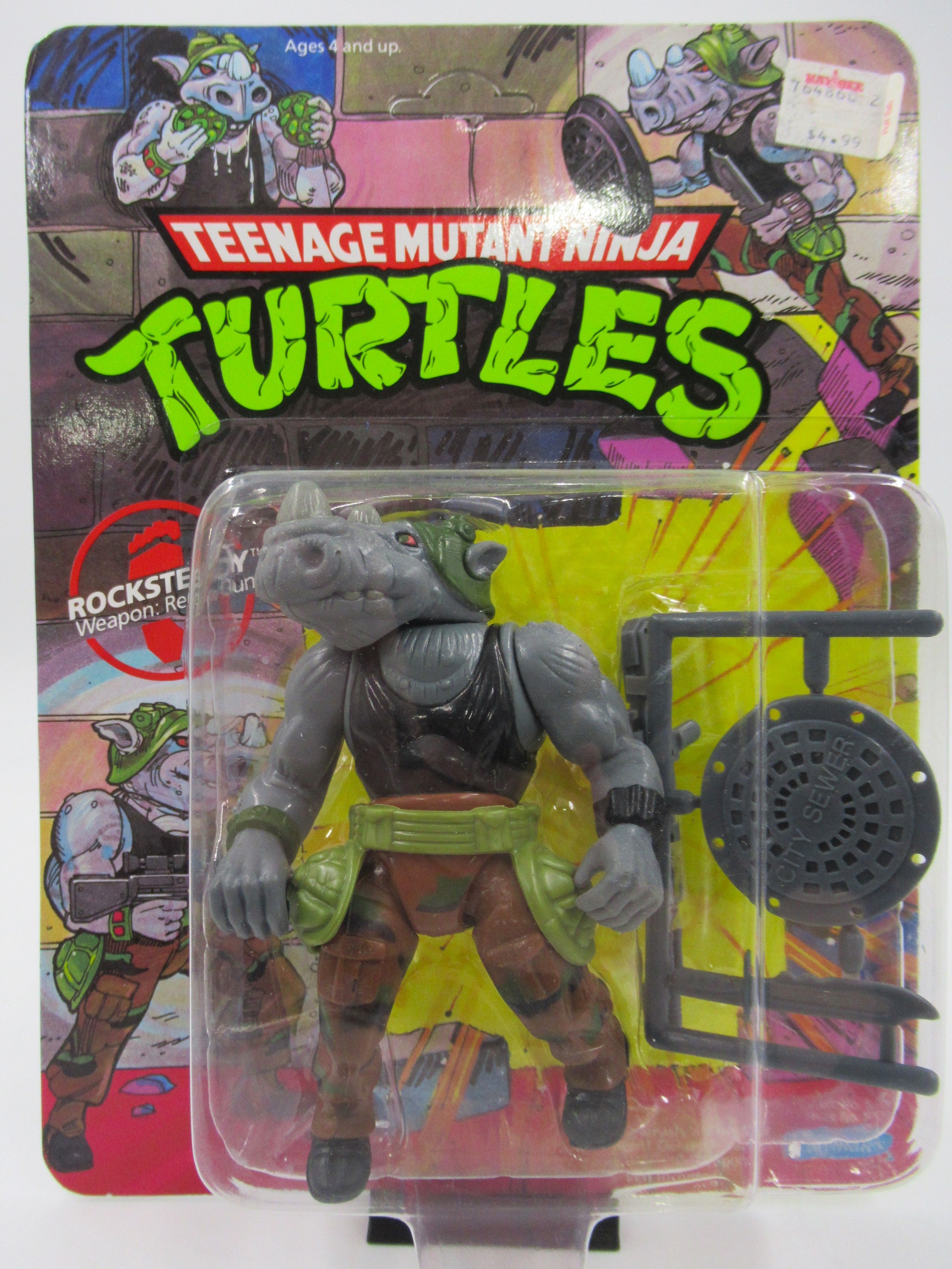 Teenage Mutant Ninja Turtles Rocksteady 4.5" Figure TMNTs - Playmates (1990)